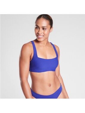 NWT Athleta Bra Cup Square Neck Bikini Top Yacht Blue Size 34D/ DD